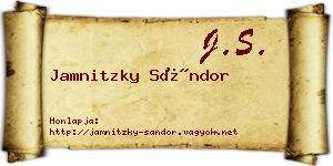 Jamnitzky Sándor névjegykártya
